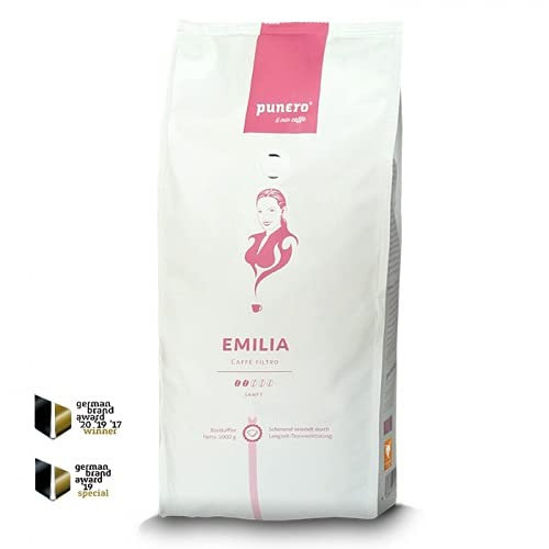 Emilia - Caffè Filtro 100% Arabica milder Manufakturkaffee mit süßem Nachklang - Feiner Kaffee für Vollautomat oder Siebträger - Ganze Bohnen oder Gemahlen (1000g) Mahlung Ganze Bohne