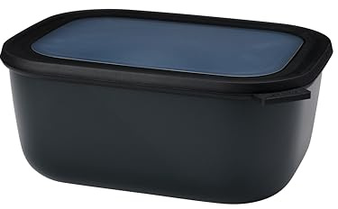Mepal Multi Bowl Cirqula Rectangular - Mikrowellen Geschir - Geeignet als Luftdichte Aufbewahrungsbox für den Kühlschrank, Mikrowellengeschirr & als Frischhaltedosen - 3000 ml - Nordic black