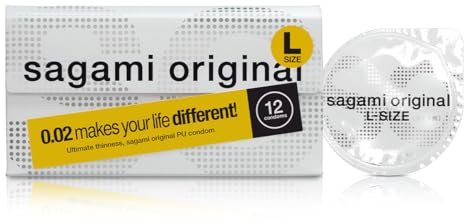 Sagami Original 0.02 L-Size | Super Thin | Super Strong | Non Latex PU Condoms (12 Pack)