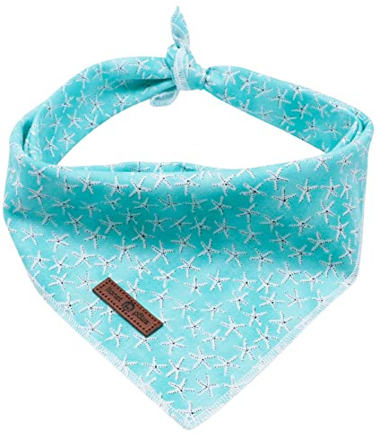 Lionet Paws Hunde Bandana Kopftücher Hundehalstuch Dreieckstuch für Kleine, Mittelgroße und Große Hunde Seestern