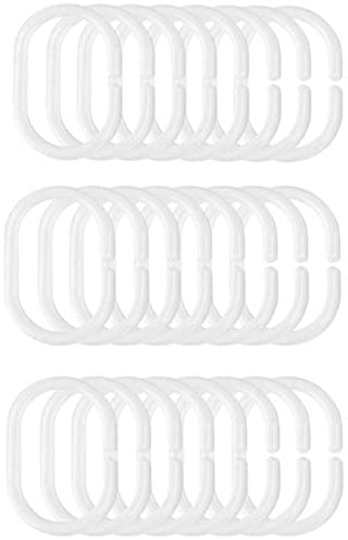 24 Pezzi anelli da doccia in plastica ganci bianco per tende da doccia anelli tende a C per Bastoni Tende Doccia(bianco), per la tenda della porta, tenda di finestra