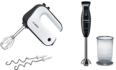 Bosch CleverMixx Styline MFQ4020GB Hand Mixer 450 W - White & Black & CleverMixx MSM2610BGB Hand Blender, 600 W - Black & Anthracite