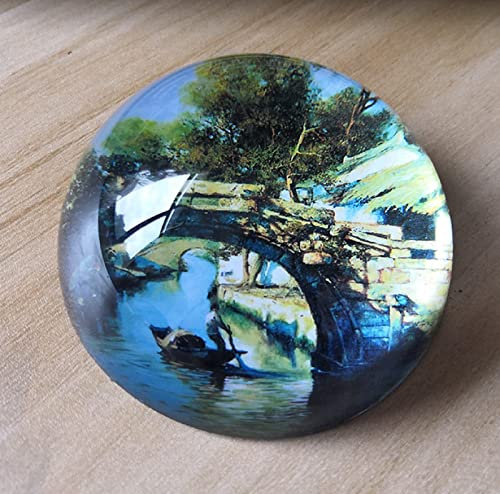 Handgemachte Kristallglas Brücke Landschaft Hemisphäre Briefbeschwerer Halbkugel Glas Ornamente Home Office SuppliesTischdekoration Geschenke