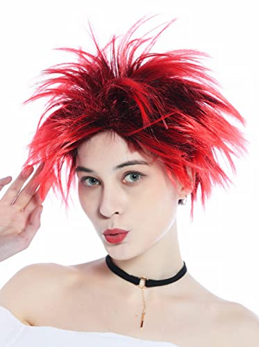 WIG ME UP - 91819-B-ZA13-ZA103 Peluca mujeres hombres carnaval Halloween mechones salvajes tupé negro rojo punk gótico trol diablo