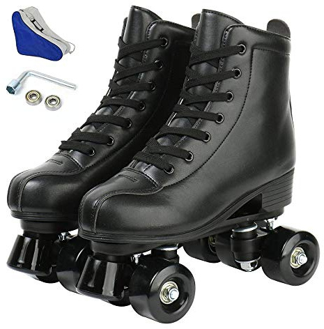 XUDREZ Roller Skates for Women, Roller Skates Adult High Top Cowhide Leather Classic Double-Row Roller Skates, Roller Skates for Girl,Indoor Outdoor Roller Skates for Beginner