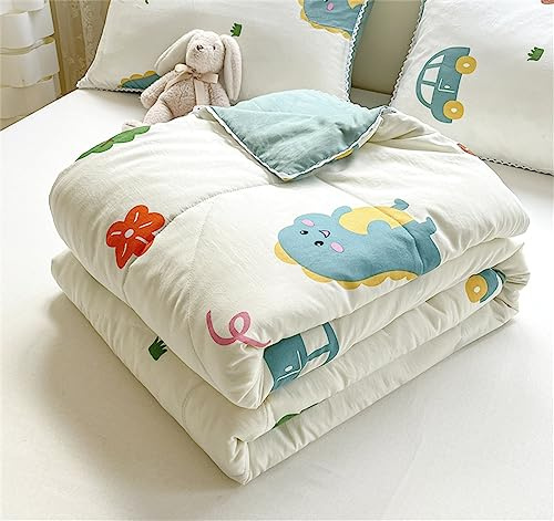 Surwin Colcha Bouti Verano y Primavera Lindo Patrón de Dinosaurio Niños Cubrecama Reversible Acolchado de Microfibra Colcha Fina para Cama 90 / Cama 135, Manta Multiusos (Verde,180x200cm)