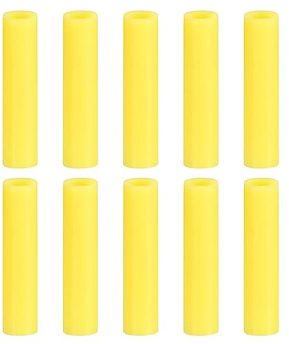 sourcing map 10pcs Silicone Straw Tips, Metal Straw Covers, Soft Reusable Straws Tips Fit for 6mm/0.24 OD Stainless Steel Straws, Yellow