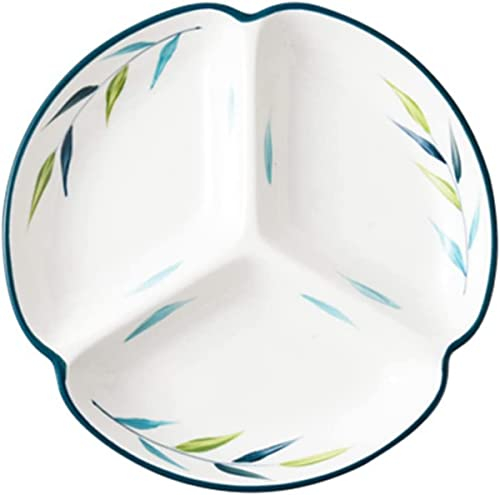 JOPLAX Plato De Cerámica Para Control De Porciones, Bandeja De Cena Con Compartimento Para Platos Divididos, Bandeja De Control De Dieta, Plato Para Perder Peso, Plato Para Servir-strawberry