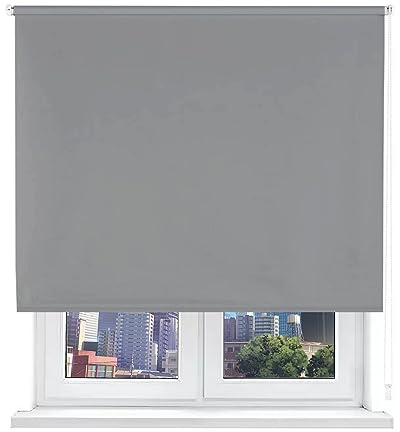 HOME MERCURY- Estor Opaco Enrollable Blackout, (90x180cm, Gris)