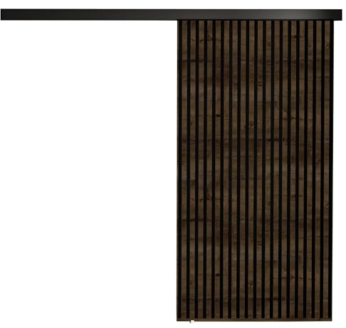 KIER FURNITURE Schiebetür BELMO – Schiebetür Komplettset Schiene Komplettset Mit Tür – Zimmertüren Mit Zarge Komplett - B106xH205xT1,6 cm - Esche Dunkel