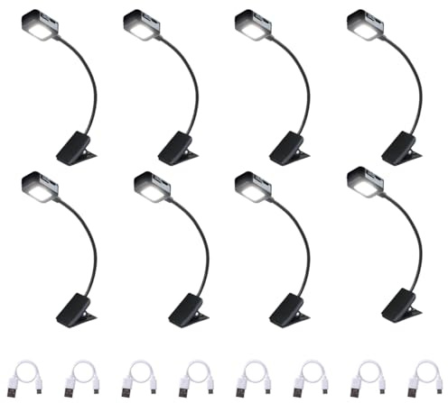KunHe Rechargeable Book Lights for Reading at Night Small Book Light Bulk Clip on Reading Lights Lightweight Booklight as Christmas Stocking Stuffers for Kids Book Lovers 8 Pack