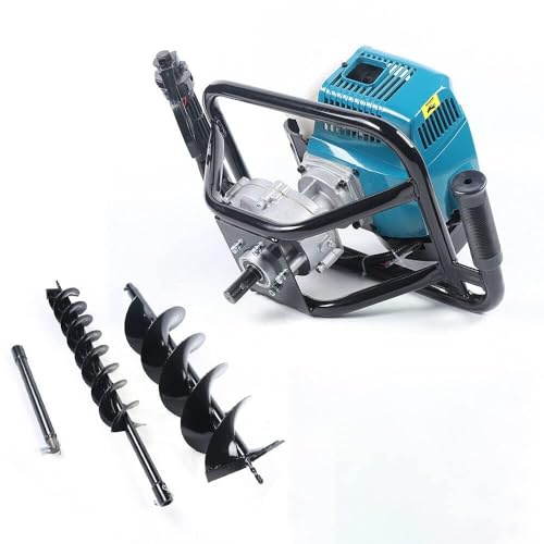Post Hole Digger Gas Powered,52cc 2.3HP Auger Column Drill Gas Powered, Gas Powered Post Hole Digger Drill with 4 and 8 Earth Auger Bit, Auger Bit for Fencing and Planting