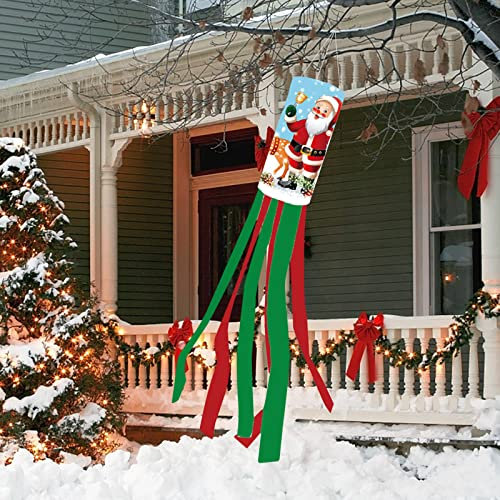 Generisch Weihnachten Windsäcke Deko, Schneemann Weihnachtsmann Windsack, Windrohr-Flagge -Banner Outdoor-Dekoration, Hängender Windsack Flagge, Weihnachtsdekoration (E)