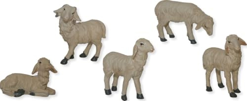 FADEDA 5X Schafe/Höhe:4 cm/handbemalt/detailgetreue Krippen Figuren - Weihnachten Tisch Dekoration Krippe Zubehör