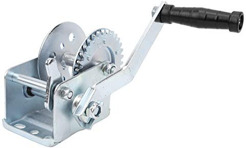 Heavy Duty Hand Winch, 600 Lbs Metal Hand Crank Strap Gear Winch with Reversible Ratchet, Galvanized Heavy Frame, Boat Trailer Winch for ATVs Trucks Auto Marine