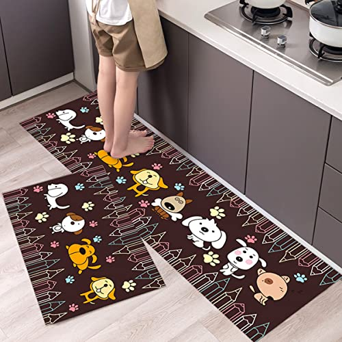 Fußmatte, Badezimmermatten, Küchenmatte [2 Stück], gepolsterte Anti-Ermüdungs-Küchenteppiche, rutschfeste, wasserdichte Matten und Teppiche, bequeme Stehmatte for Küche, Boden, Büro, Waschbecken, Wäsc