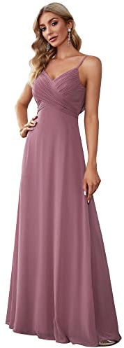 Ever-Pretty Vestiti da Sera Donna Lungo Scollo a V Senza Maniche Linea ad A Chiffon Senza Schienale 80026