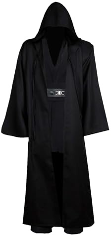 Bichingda Costume da adulto tunica costume cavaliere mantello nero con cappuccio vestaglia gilet camicia pantaloni abiti abiti per Halloween