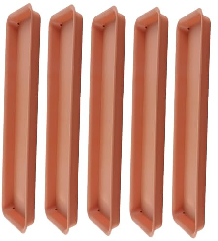 MagiDeal 5x Plant Saucers Plant Trays Rectangular Plant Water Drip Trays Plant Pot Saucers for Courtyard Windowsill, Indoor Outdoor, Red