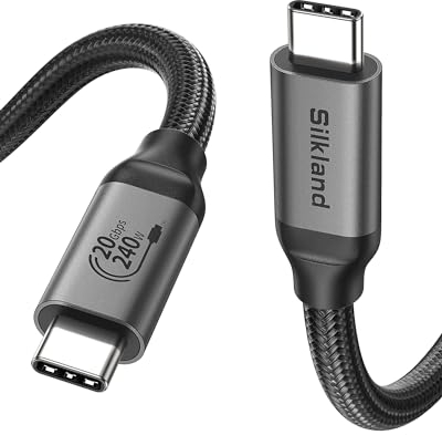Silkland USB C 3.2 Gen2x2, Kompatibel mit Thunderbolt 4 Kabel 3M, 20Gbps Datenkabel, PD3.1 240W 48V/5A Ladekabel, USB C Monitor Kabel 5K@60Hz 4K@144Hz Videokabel für MacBook Pro, iPad Pro, Dock, PSSD