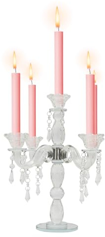 MEHOOSPVN Kerzenständer Kerzenhalter für Stabkerzen für Hochzeit, Vintage Klar Kandelaber Kerzenhalter 5-Armig Kerzenleuchter für Kegelkerzen für Hochzeit Tisch Mittelstücke Party Mantel Dekor Tisch