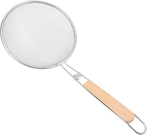 PRETYZOOM Colador De Acero Inoxidable Para Cocina Espumadera Metálica Con Mango De Madera Prueba De Quemaduras Accesorio Para Freír Pollo Freidora