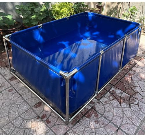 Piscina con riserva d'Acqua, laghetto per Pesci in Tela di PVC con Struttura in Acciaio, Piscine estive rettangolari Fuori Terra/Serbatoio di stoccaggio dell'Acqua Pieghevole per acquacoltur