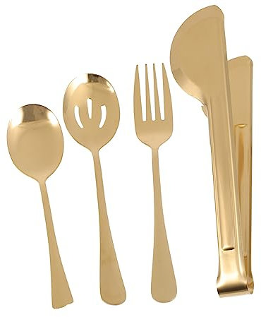 Cabilock Ensemble Dustensiles Dorés | Cuillères À Salade En Acier Inoxydable | Grand Ensemble De Couverts | Pince Et Pince À Aliments | Idéal Pour Les Repas Les Fêtes Et Les Barbecues
