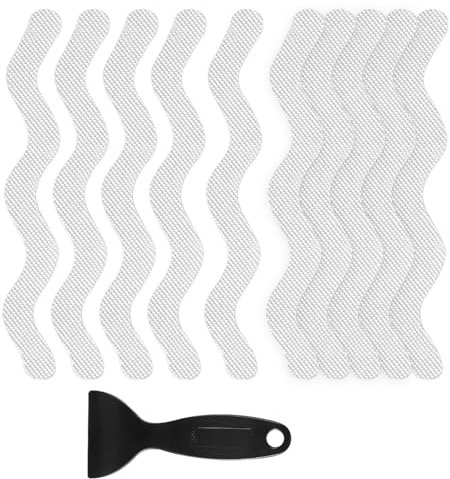 24 PCS Anti Slip Shower Stickers, Safety Bathtub Non Slip Strips, Adhesive Decals Anti Skid Tape with Scraper for Tub, Shower, Steps, Floor, Stairs