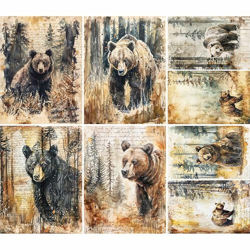 Papel de arroz de oso, 21 x 26,5 cm (6 hojas) – Papel de decoupage 6 diseños para collage, medios mixtos, fabricación de tarjetas y manualidades, decoupage por CRAFT KREATIVELY