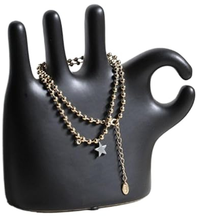 Handstatue | OK Gesture Hand Schmuckhalter – Keramik-Halskettenhalter, abstrakte Fingerstatue für Schreibtisch, Tisch, , Bücherregal, Schlafzimmer