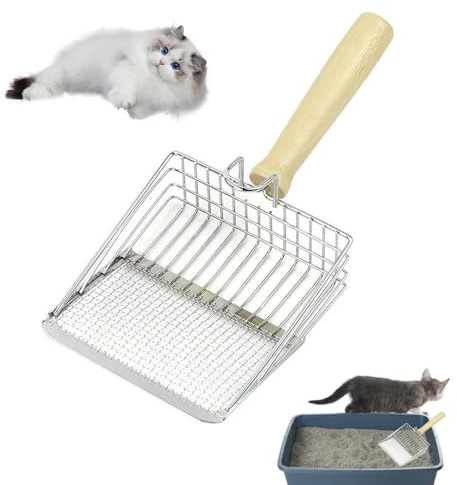 UOPJDD 1 Pezzo di Lettiera per Gatti Metallici, Forniture per Animali Domestici, Strumenti di Pulizia delle Feci di Gatto, Pala per Lettiera per Gatti Portatili.
