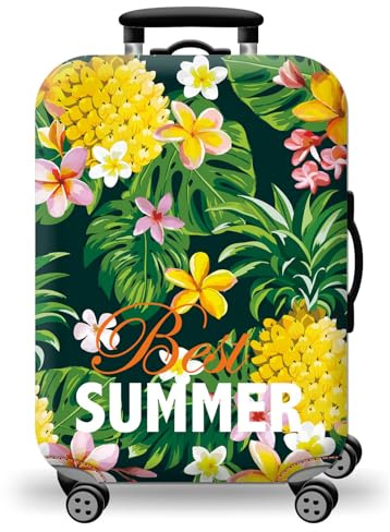 wxlmom Kofferschutzhülle XL Tropische Blattblumen Waschbar,Suitcase Cover Für Kinder Und Erwachsene,Elastischer Spandex-Koffer-Protector,Koffer-Abdeckungen