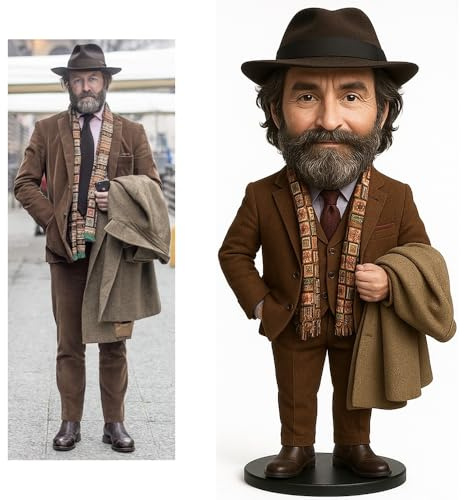 Caballero personalizado Bobblehead – Regalo personalizado para jefe, abuelo, marido o graduado | Figura de arcilla hecha a mano para cumpleaños, graduación, jubilación, aniversario