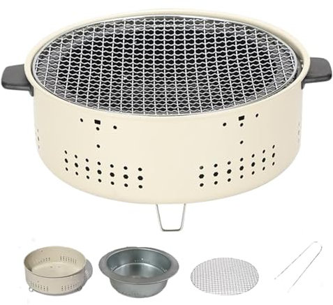 PNAJFUEL Griglia a Carbone da Tavolo Ventilata 12,2 X 5,5 Pollicicola Griglia a Carbone con Manico e Piedini per 5-10 Persone