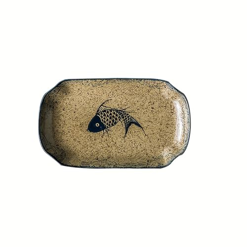 TGDGFKIAS Piatti grandi per la cena, Piatto da portata in ceramica impilabile rettangolare profondo grande multicolore(C)