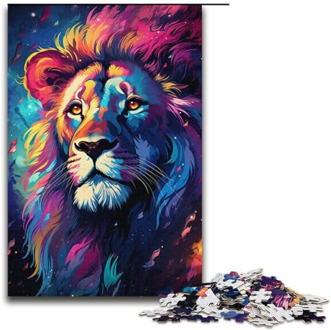Puzzle für Erwachsene Farbmalerei Löwe 1000 Teile Holzpuzzle für Erwachsene und Kinder ab 12 Jahren 1000 Teile (38 x 26 cm)