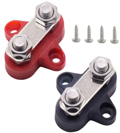 Hohopeti 2 pezzi Connettori Terminali Batteria Doppio Perno con Rondelle per Auto e Barca Blocco Distribuzione Alimentazione Heavy Duty Morsetti Bus Bar Resistenti e Facili da Installare