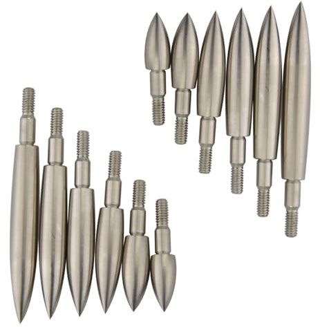 PYMUST 12pcs Edelstahl Pfeilspitzen 100/150 / 200/250 / 300/350 Korn für Bogenschießen Praxis Ausbildung Schraube Köpfe Jagd Bogen Pfeil Zielpunkte