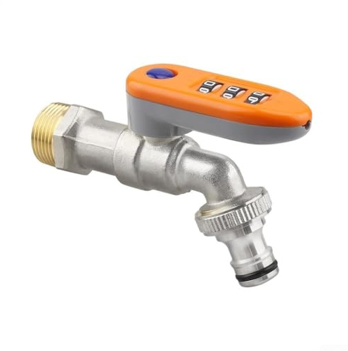 Durashmall Rubinetto da Giardino in Ottone con Serratura a Combinazione Antigelo Resistente alle Intemperie per Proprietà Residenziali e Vacanze Argento