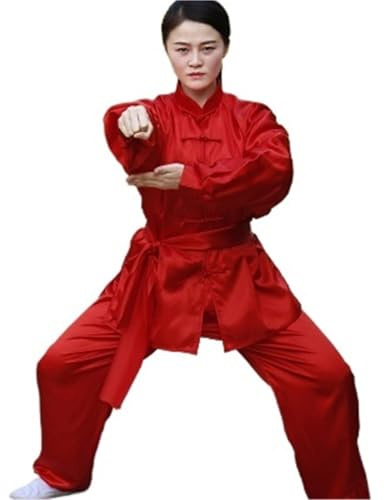 XUCZHAI Tai Chi-dräkt, serviceuniformer kampsport show, för barn och vuxna, herr dam i samma stycke, kläder (röd, XL)