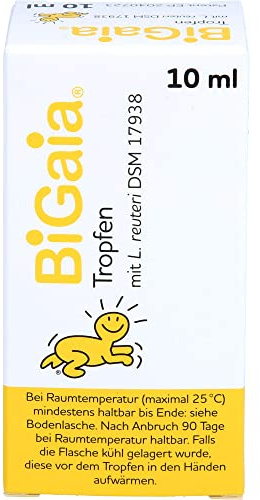 BiGaia Tropfen 10 ml | Nahrungsergänzungsmittel für Babys und Kleinkinder | Mit patentierten Milchsäurebakterien Lactobacillus reuteri/L. reuteri | Wissenschaftlich getestet