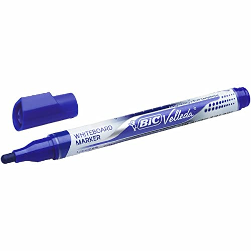 BiC Velleda Whiteboard-Marker, Liquid-Ink-Tank, trocken abwischbar, Blau, 12 Stück