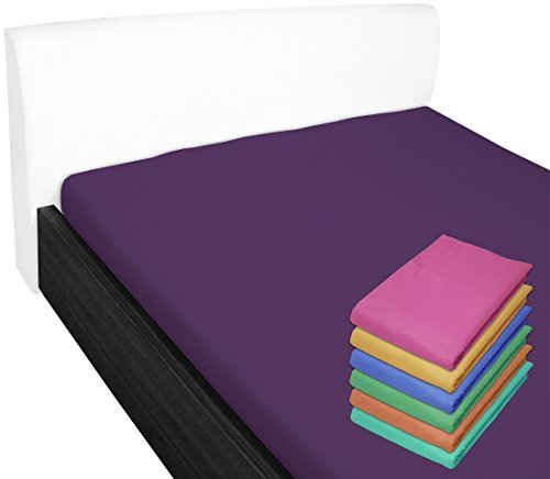 Bettlaken 100x170 cm ohne Gummizug 100% Baumwolle Lila | Glatte Betttuch ohne Spanngummi Atmungsaktiv, Hypoallergen, Waschbar - Hotel Laken Haustuch Renforce Baumwollstoff