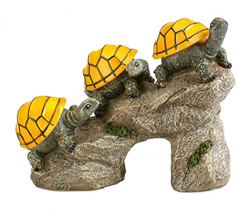 Bo-Toys Solar Powered Turtles on Log Outdoor Accent Lighting LED Garden Light Decor