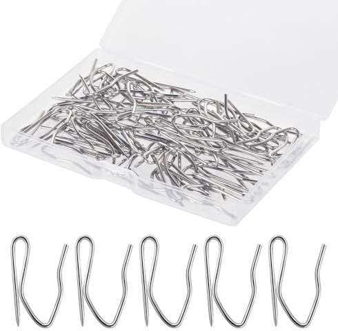 Nydotd 58PCS Rustproof Curtain Hooks, 1.2 Inch Stainless Steel Pin-On Hooks