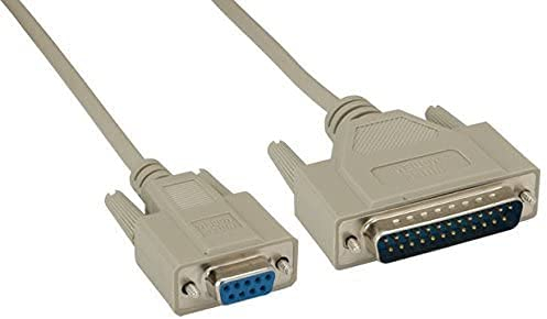 AYA DB9 (9 Broches) Femelle vers DB25 (25 Broches) mâle câble Null Modem Série 6Ft Beige