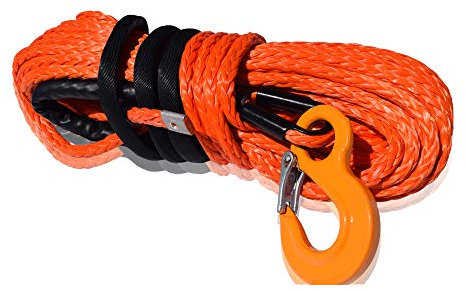 Corde synthétique pour treuil 12 mm x 30 m Pour quad ou UTV, Câble treuil en kevlar pour quads (12mm×30m, orange)