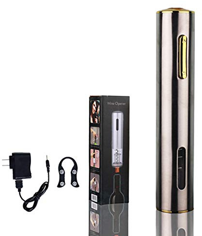 LTLWSH Sacacorchos Electrico,Profesional Automatico Abrelatas de Vino,Recargable por Set de Regalo, Abridores con Cable de Carga, Cortador de Aluminio, para Restaurante, Casa, Fiestas,Golden Button