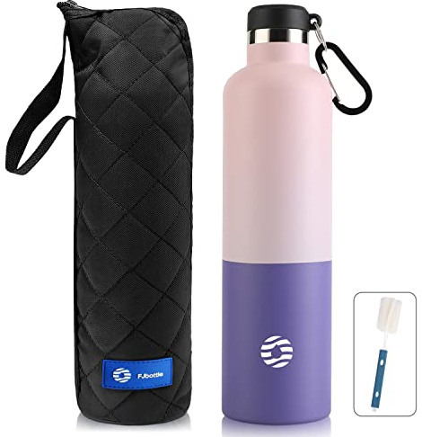 FEIJIAN Gourde Isotherme Inox 1L Étanche avec Mousqueton | Mousqueton Intégré, Acier Inoxydable 304, Étanche, Facile à Nettoyer, Housse de Protection